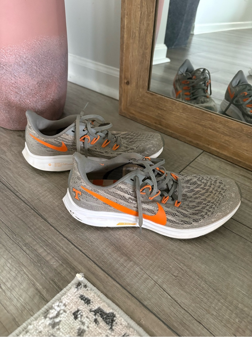 Nike Men’s Athletic Shoes - Gray with Orange Swoosh